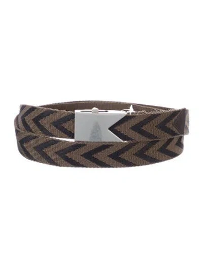 Pre-owned Bottega Veneta Chevron Skinny Waist Belt In Brown