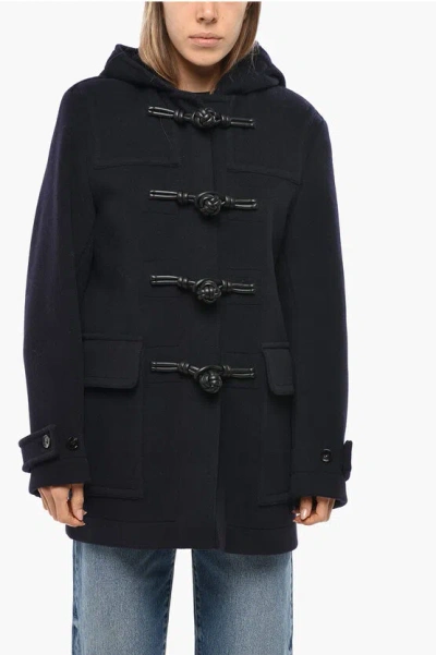Bottega Veneta Chevron Wool Coat With Leather Frogs