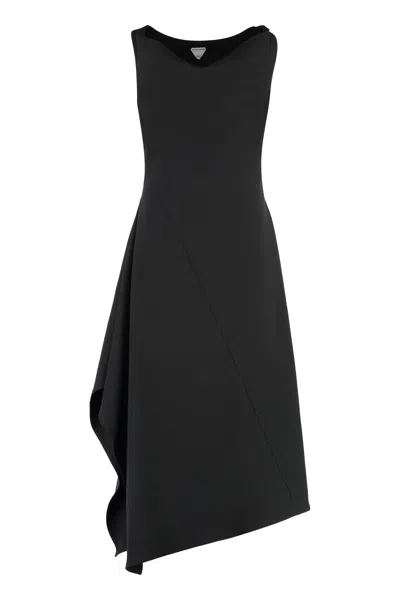 Bottega Veneta Chic Cotton Mini Dress With Side Slit In Black