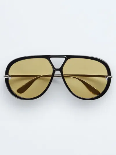 Bottega Veneta Chic Metal Temples Sunglasses For Women - Ss26 In Black