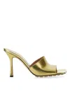 Bottega Veneta Mirror Stretch Leather Slide Sandals In Dorado