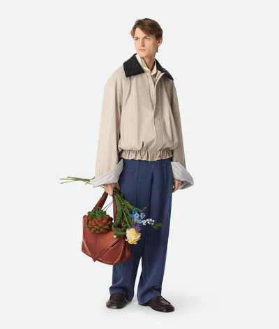 Bottega Veneta Lederblouson Mit Chino-print In Light Beige