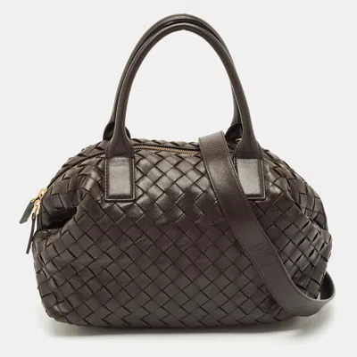 Pre-owned Bottega Veneta Choco Brown Intrecciato Leather Medium Bauletto Bag
