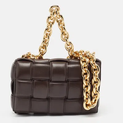 Pre-owned Bottega Veneta Choco Brown Padded Leather Chain Cassette Shoulder Bag