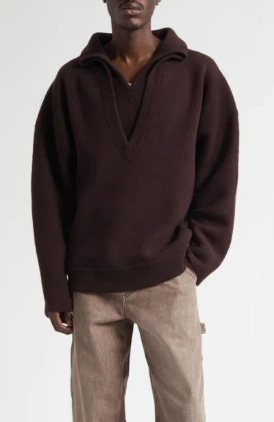 BOTTEGA VENETA BOTTEGA VENETA CHUNKY COMPACT WOOL BLEND V-NECK SWEATER