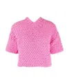 Bottega Veneta Chunky-knit V-neck Jumper In Pink