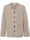 BOTTEGA VENETA CHUNKY RIBBED WOOL-BLEND CARDIGAN - MEN'S - CASHMERE/WOOL