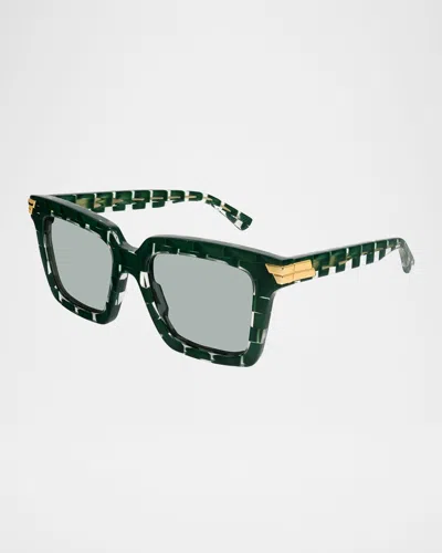 Bottega Veneta Chunky Square Acetate Sunglasses In Green-green-green