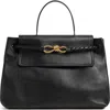 Bottega Veneta Ciao Ciao Knot Detail Leather Top Handle Bag In 1019 Black-m Brass