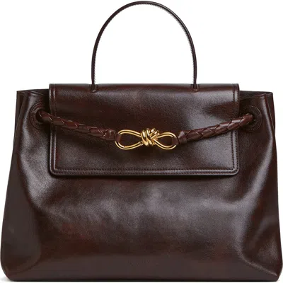 Bottega Veneta Ciao Ciao Knot Detail Leather Top Handle Bag In Brown