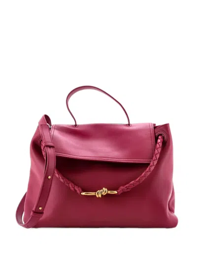 Pre-owned Bottega Veneta Ciao Ciao Top Handle Bag Leather With Intrecciato Detail Medium Satchel In Pink