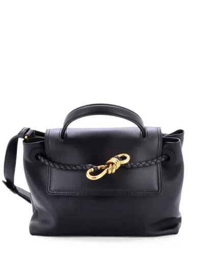 Pre-owned Bottega Veneta Ciao Ciao Top Handle Bag Leather With Intrecciato Detail Small Satchel In Black