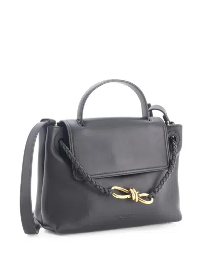Pre-owned Bottega Veneta Ciao Ciao Top Handle Bag Leather With Intrecciato Detail Small Satchel In Black
