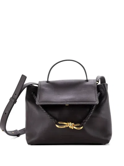 Pre-owned Bottega Veneta Ciao Ciao Top Handle Bag Leather With Intrecciato Detail Small Satchel In Brown