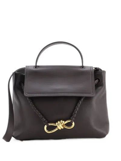 Pre-owned Bottega Veneta Ciao Ciao Top Handle Bag Leather With Intrecciato Detail Small Satchel In Brown