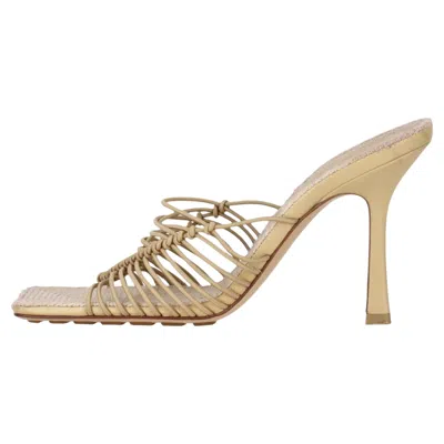 Pre-owned Bottega Veneta Cindy Knotted Cord Stretch Mules In Beige