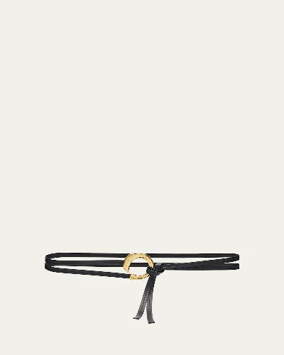 Bottega Veneta Cintura Leather Wrap Belt In 1019 Black M Brass