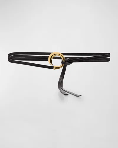 Bottega Veneta Cintura Leather Wrap Belt In 2190 Fondant M Brass