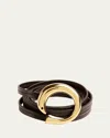 Bottega Veneta Cintura Leather Wrap Belt In 2190 Fondant M Brass