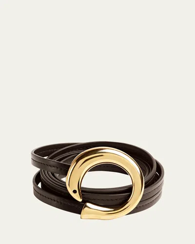 Bottega Veneta Cintura Leather Wrap Belt In 2190 Fondant M Brass