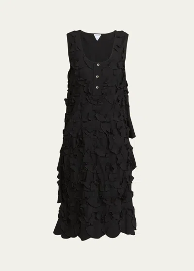 Bottega Veneta Circle Patch Fluid Viscose Dress In Black