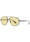 Bottega Veneta Classic Aviator-style Sunglasses In Green