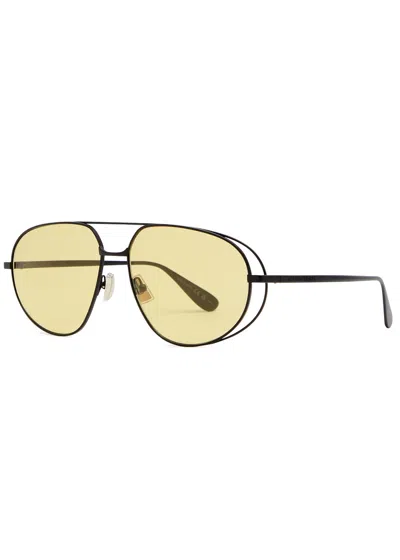 Bottega Veneta Classic Aviator-style Sunglasses In Green