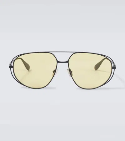 Bottega Veneta Classic Aviator Metal Sunglasses In Yellow