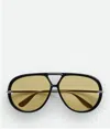 Bottega Veneta Classic Aviator Sunglasses In Black/yellow
