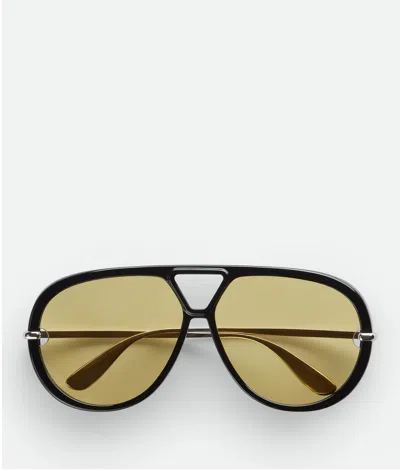 Bottega Veneta Classic Aviator Sunglasses In Black/yellow