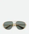 Bottega Veneta Classic Sonnenbrille In Pilotenform In Gold/green