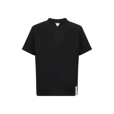 Bottega Veneta Mens Black Crewneck Brand-trim Relaxed-fit Cotton-jersey T-shirt