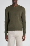 Bottega Veneta Classic Cashmere Blend Sweater With Intrecciato Suede Hearts In Green