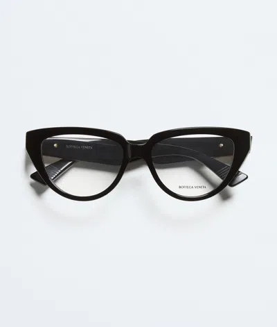 Bottega Veneta Classic Cat Eye Eyeglasses In Black/transparent