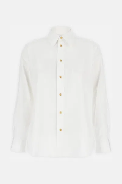 Bottega Veneta Classic Italian Collar Cotton Shirt In White