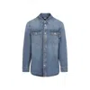 Bottega Veneta Denim Shirt With Flap Pockets And Contrasting Stitching In Blue