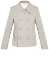 Bottega Veneta Doppelreihige Jacke Mit Spitzem Kragen In Beige