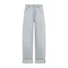 Bottega Veneta Womens Light Blue Boyfriend Suede-patch Straight-leg Mid-rise Denim Jeans In Navy