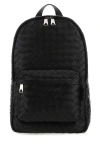 Bottega Veneta Black Leather Medium Intrecciato Backpack In Black