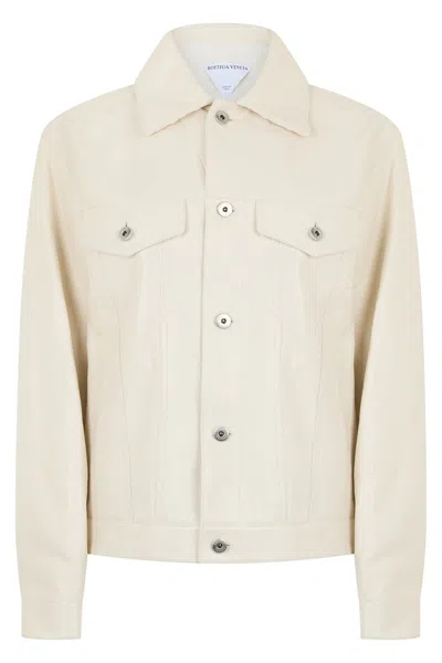 Bottega Veneta Classic Leather Jacket With Button Closure In Animal Print