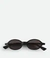 Bottega Veneta Bv1388s Linea Ribbon 001 Black Grey Sunglasses In Black