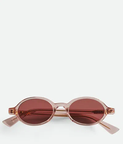 Bottega Veneta Ovale Classic Sonnenbrille In Red/red/brown