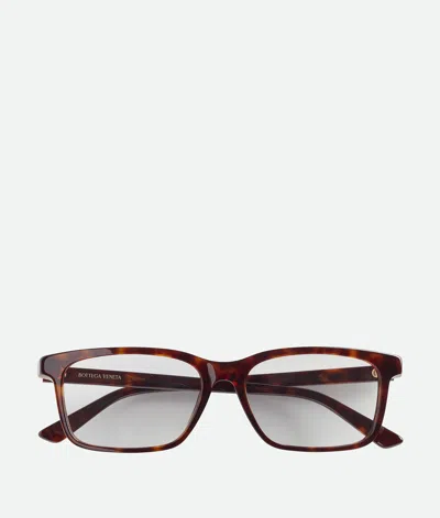 Bottega Veneta Rechteckige Classic Brille In Havana/transparent