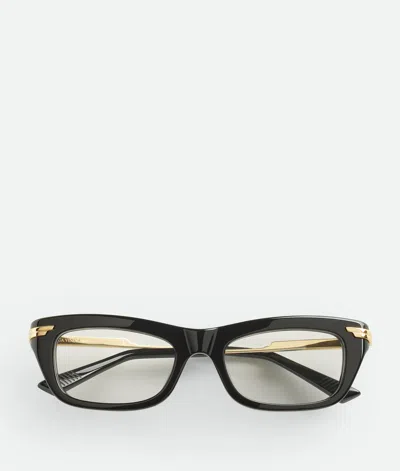 Bottega Veneta Rechteckige Classic Brille In Black/transparent