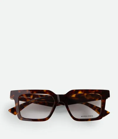 Bottega Veneta Quadratische Classic Recycled Acetate Brille In Cigar Color/clear Color