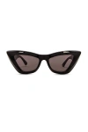 Bottega Veneta Classic Ribbon Cat Eye Sunglasses In Shiny Black