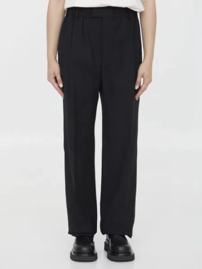 Bottega Veneta Tailored Virgin Wool Trousers With Elasticated Waistband In Black