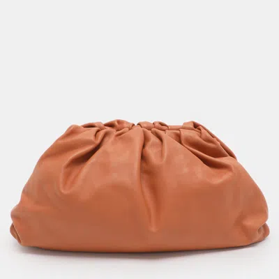 Pre-owned Bottega Veneta Clay Leather Large The Pouch Clutch In Brown