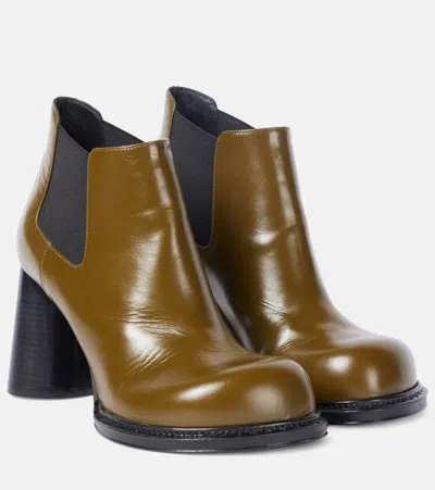 Bottega Veneta Cliff Leather Chelsea Boots In Olive Oil
