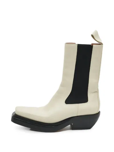 Pre-owned Bottega Veneta Cliff Square-toe Ankle Boots In Neutral
